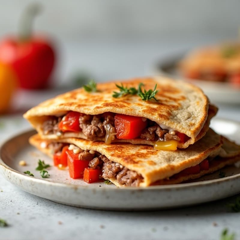Crispy Lean Steak and Bell Pepper Quesadillas
