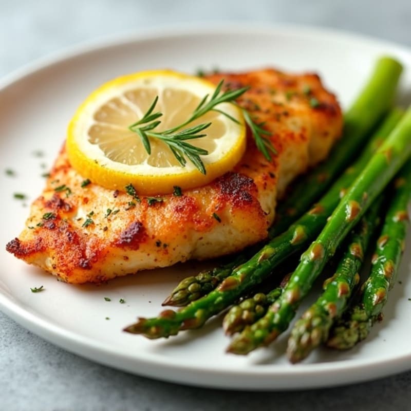 Crispy Lemon Herb Chicken with Roasted Asparagus