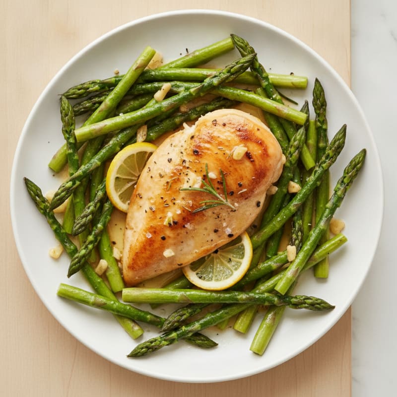 Lemon Herb Roasted Chicken with Asparagus