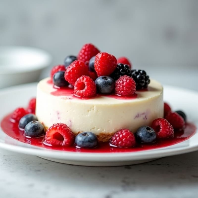 Greek Yogurt Protein Cheesecake with Fresh Berries