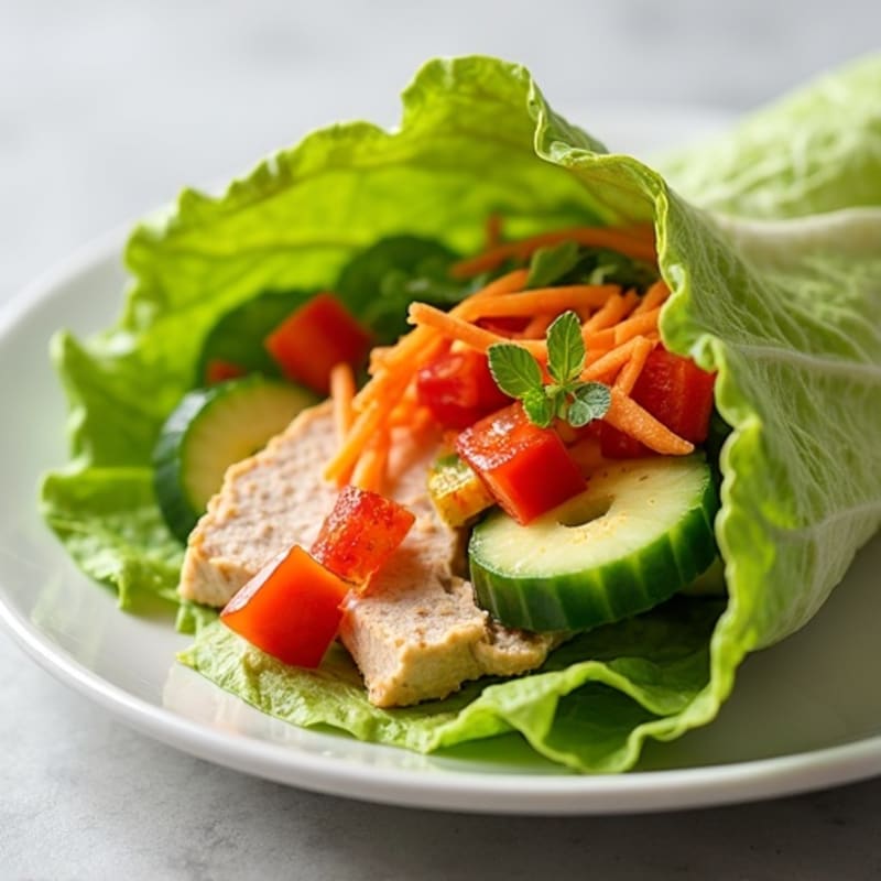 Loaded Turkey & Hummus Lettuce Wraps with Crunchy Veggies