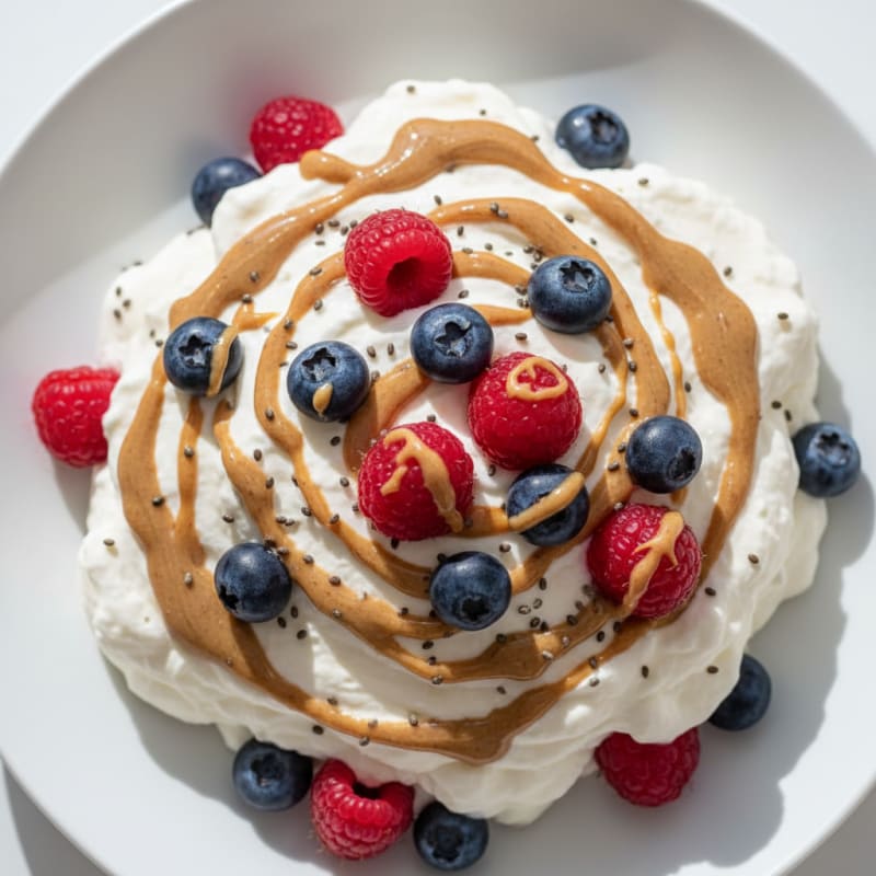 Greek Yogurt Protein Mousse with Mixed Berries
