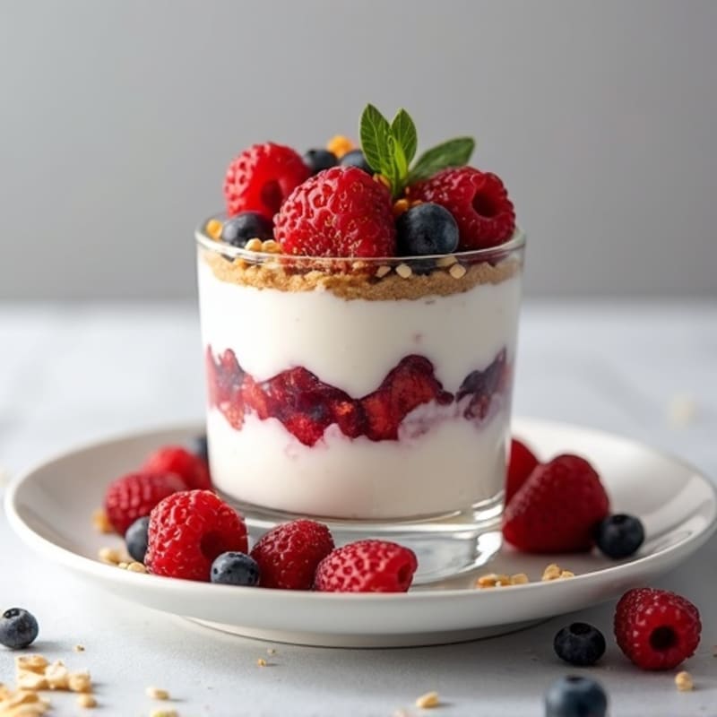 Greek Yogurt Protein Parfait with Mixed Berries and Almond Butter