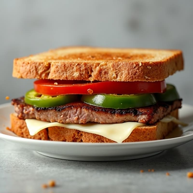 Lean Sirloin and Bell Pepper Sandwich with Melted Provolone