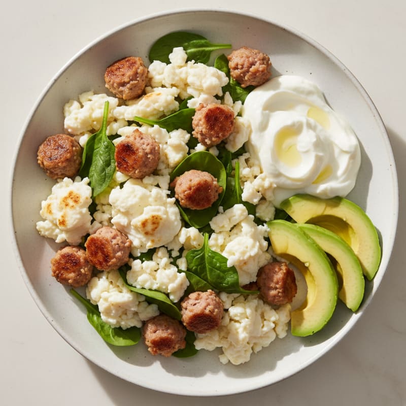 Egg White Scramble with Turkey Sausage and Greek Yogurt