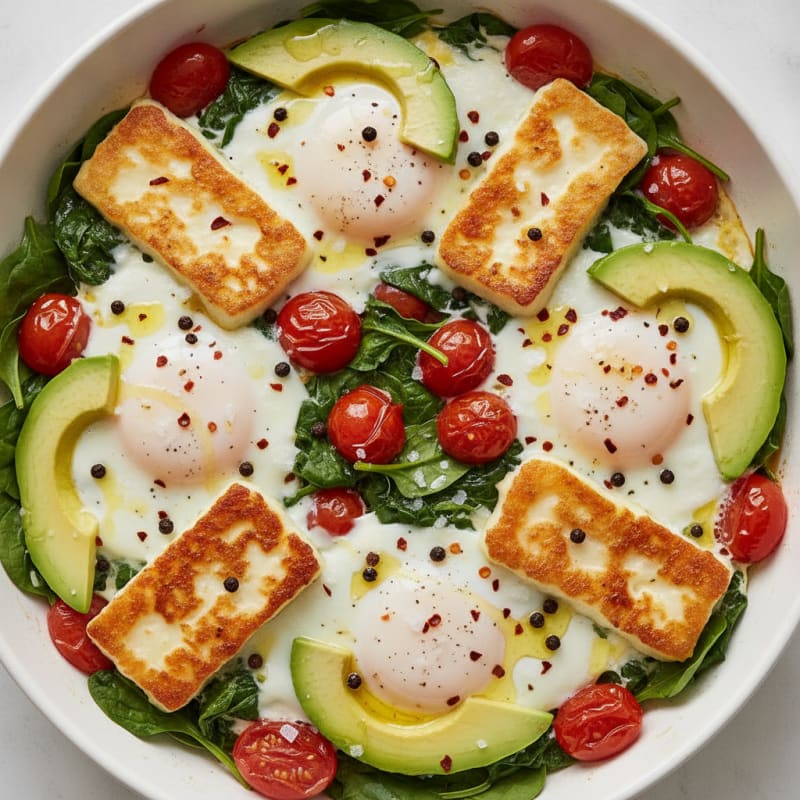 Halloumi and Avocado Egg Skillet