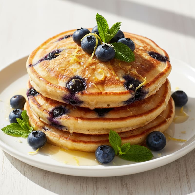 Blueberry Ricotta Pancakes with Lemon Zest