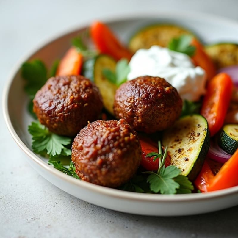 Spiced Lamb Kofta with Herb-Roasted Vegetables