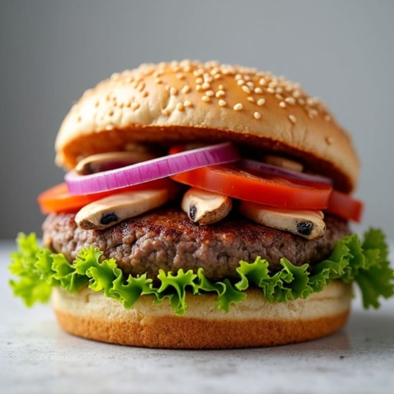 Lean Grass-Fed Beef and Mushroom Burger