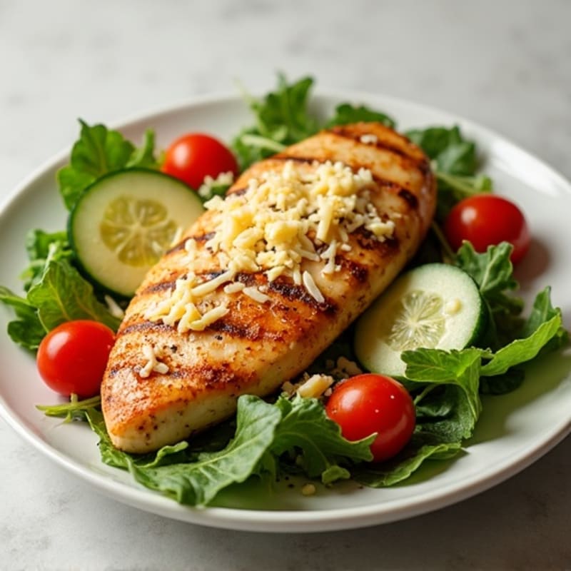 Grilled Chicken with Fresh Garden Salad and Shredded Cheese