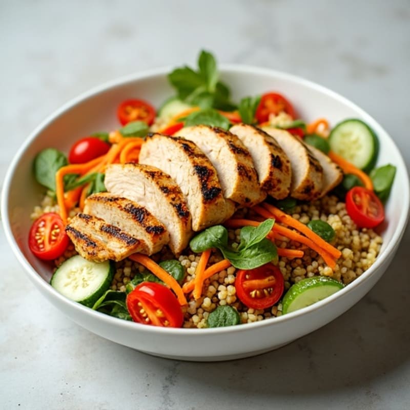 Grilled Chicken and Quinoa Salad with Crunchy Vegetables