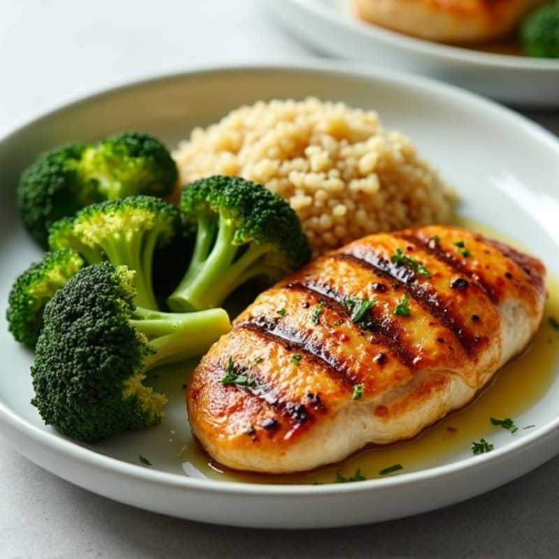 Grilled Chicken Breast with Roasted Broccoli and Quinoa
