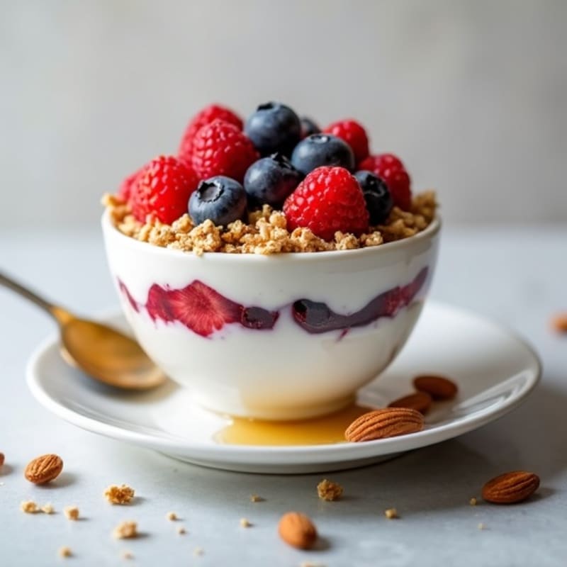 Creamy Greek Yogurt Parfait with Mixed Berries and Almonds