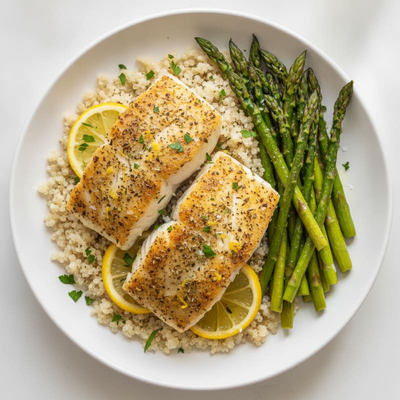 Lemon Herb Baked Cod with Roasted Asparagus