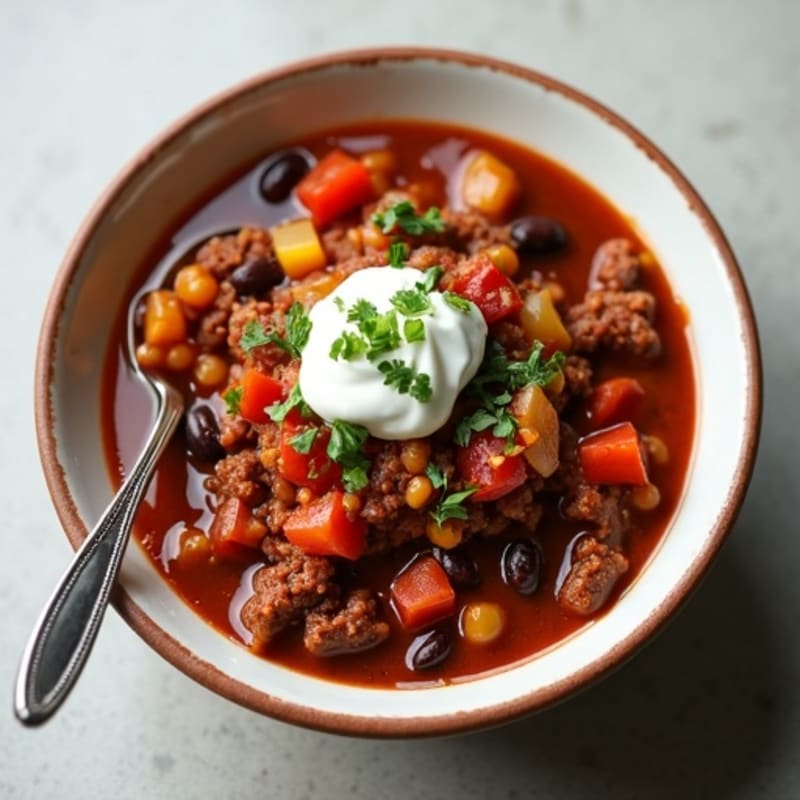 Hearty Fire-Roasted Black Bean Beef Chili