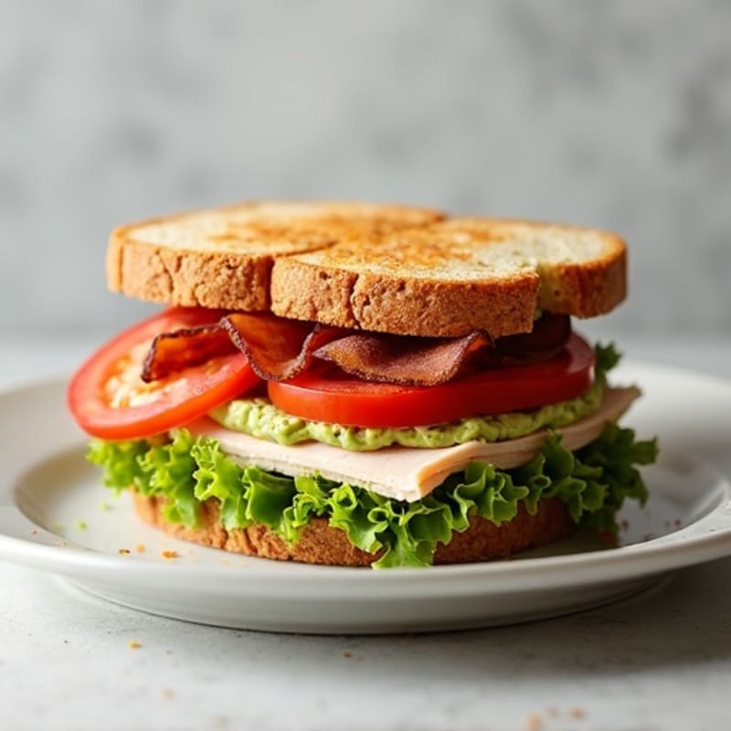 Stacked Turkey Club with Crispy Bacon and Fresh Greens