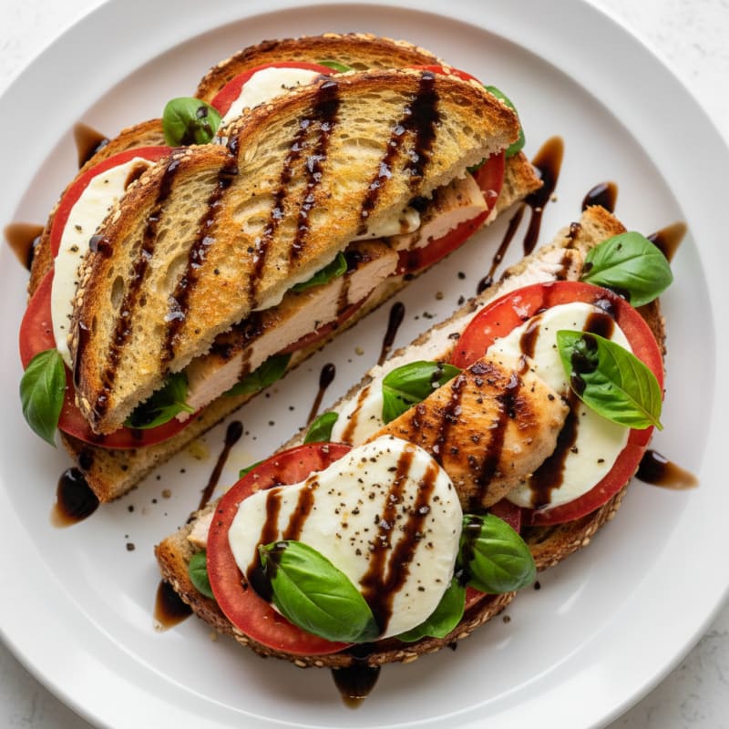 Grilled Caprese Chicken Sandwich with Balsamic Glaze