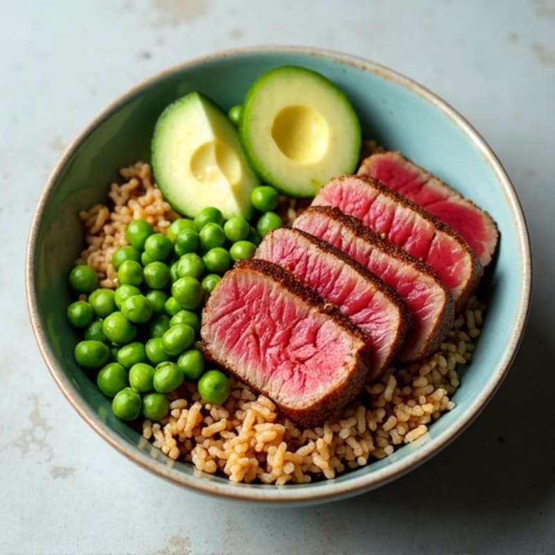 Seared Tuna Poke Bowl with Edamame and Brown Rice