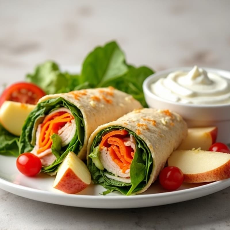 Turkey and Fresh Veggie Roll-Ups with Crunchy Apple Slices