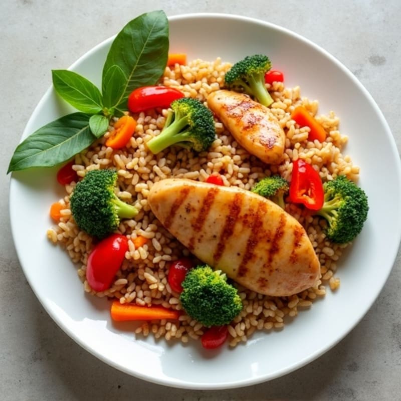 Healthy Chicken and Crisp Vegetable Brown Rice Stir-Fry