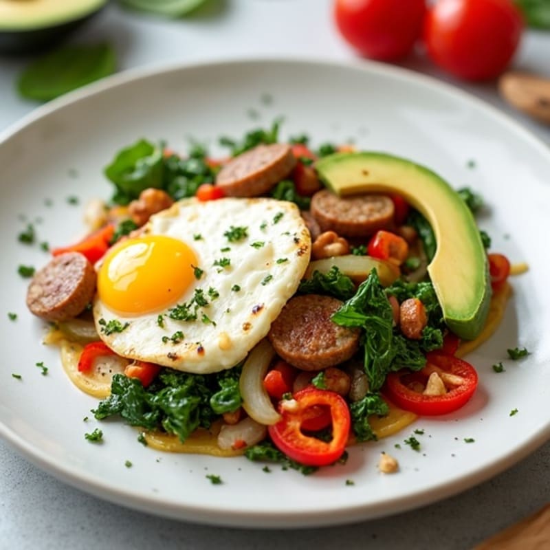 Egg White Veggie Scramble with Turkey Sausage