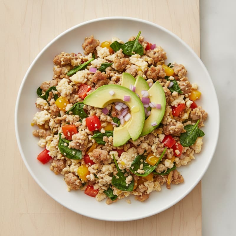 Egg White and Turkey Sausage Veggie Scramble