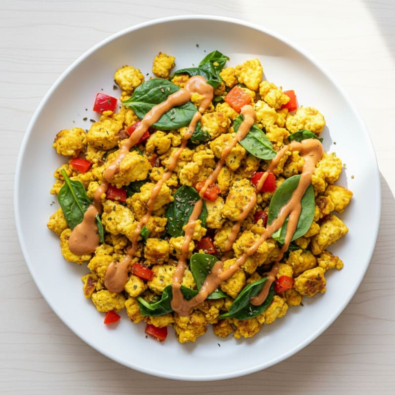 Creamy Spicy Tofu Scramble