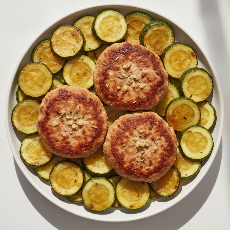 Seared Turkey Patties with Roasted Zucchini