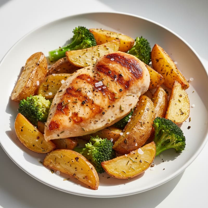 Garlic Herb Roasted Potatoes and Chicken