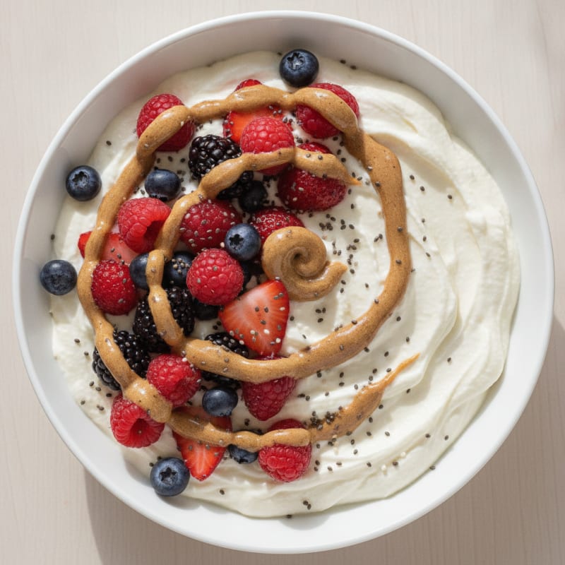 Silky Greek Yogurt Protein Pudding with Mixed Berries