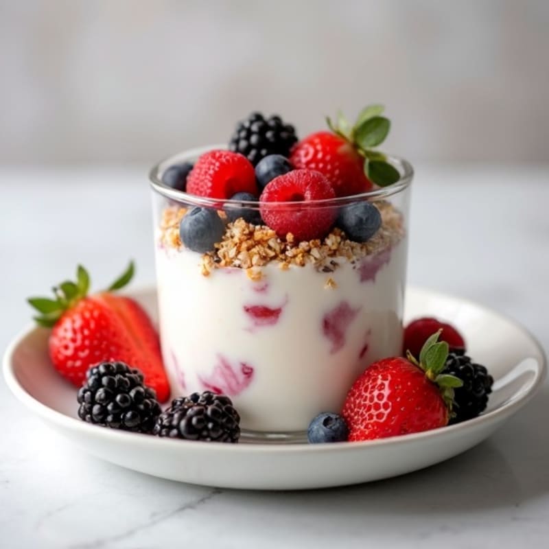 Silky Protein Yogurt Parfait with Mixed Berries