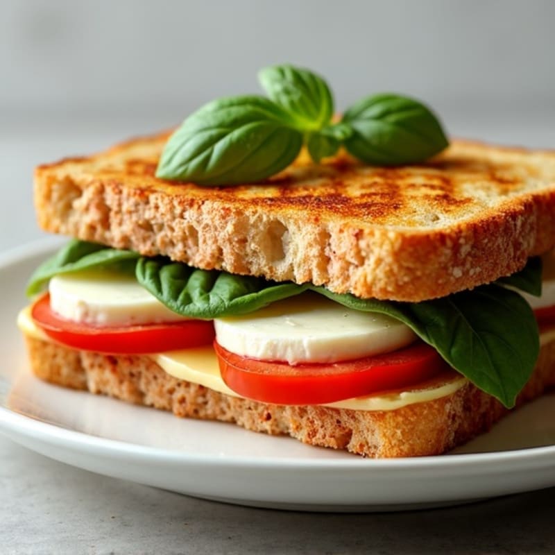 Crispy Grilled Fresh Mozzarella Tomato Basil Sandwich