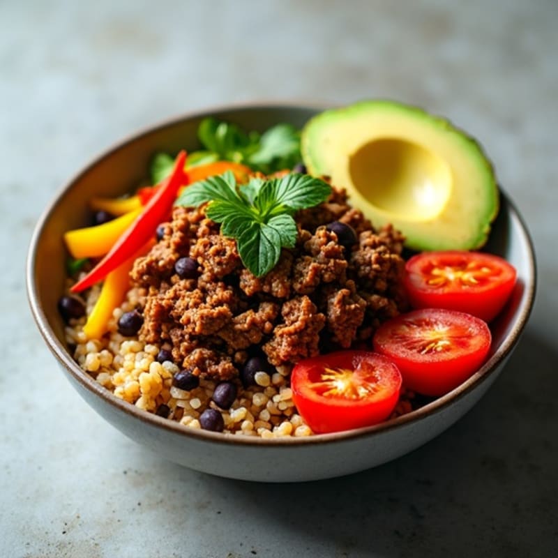 Minced Beef Taco Bowl with Bell Peppers