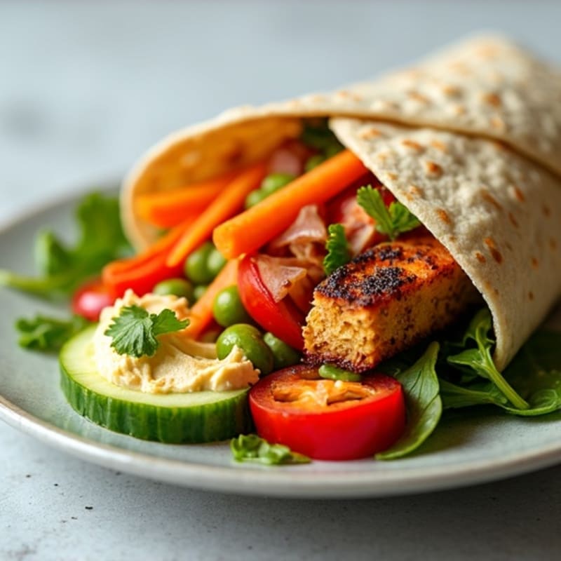 Crunchy Fresh Veggie Wrap with Creamy Hummus