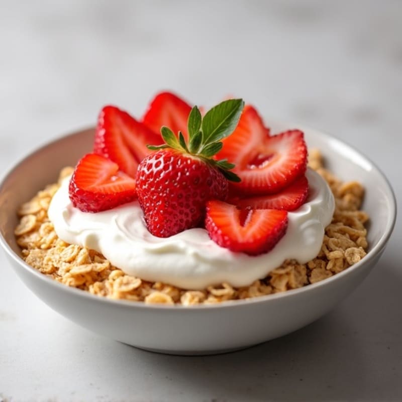 Fresh Strawberry Protein Shortcake Bowl with Whipped Greek Yogurt