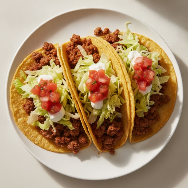 Crispy Ground Beef Tacos with Shredded Lettuce and Salsa