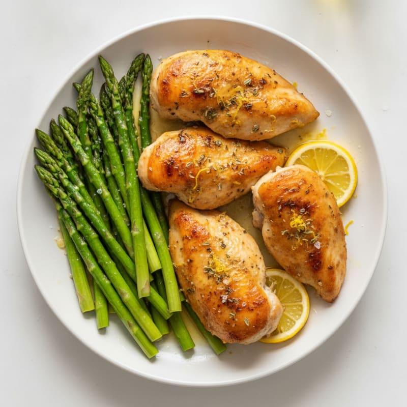 Lemon Herb Roasted Chicken with Asparagus