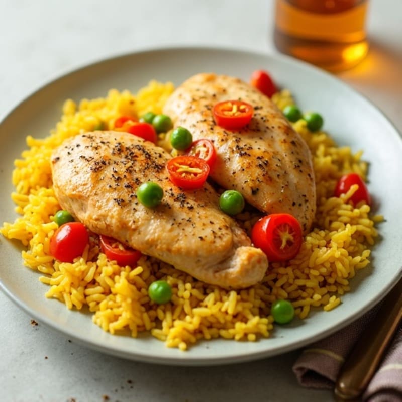 Saffron Chicken and Yellow Rice Skillet