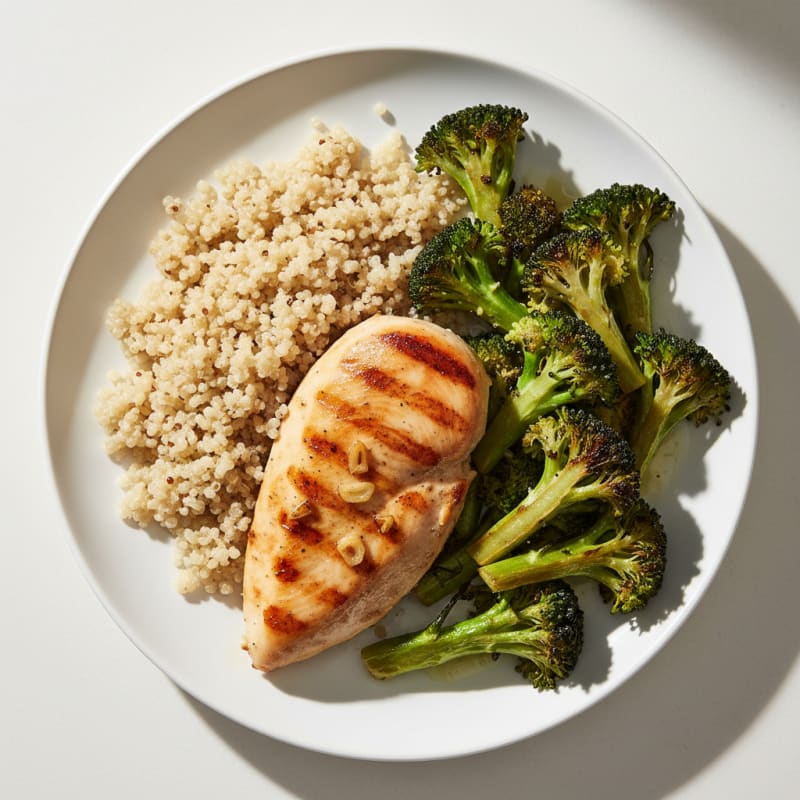 Grilled Chicken Breast with Roasted Broccoli and Quinoa