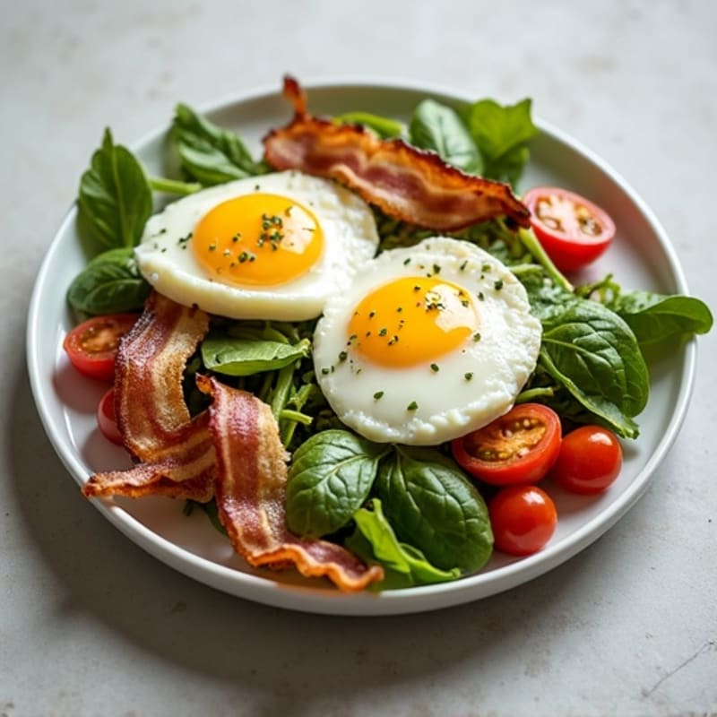Crispy Turkey Bacon and Fresh Greens with Roasted Tomatoes and Creamy Avocado Dressing