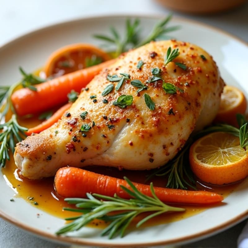 Crispy Lemon Herb Roasted Chicken with Roasted Root Vegetables