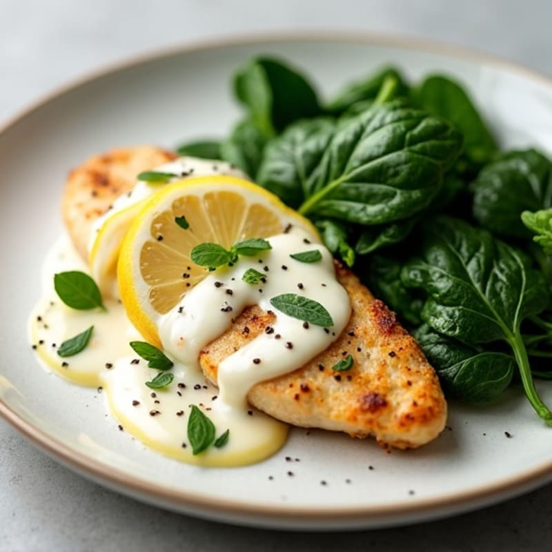 Creamy Lemon Ricotta Chicken with Sautéed Greens
