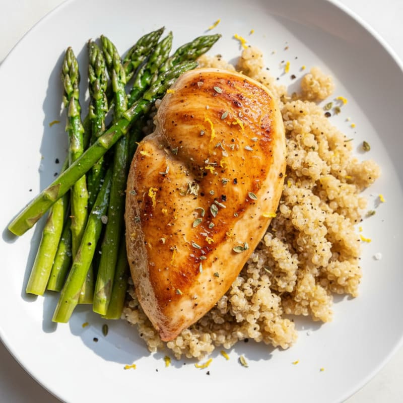 Lemon Herb Roasted Chicken with Asparagus