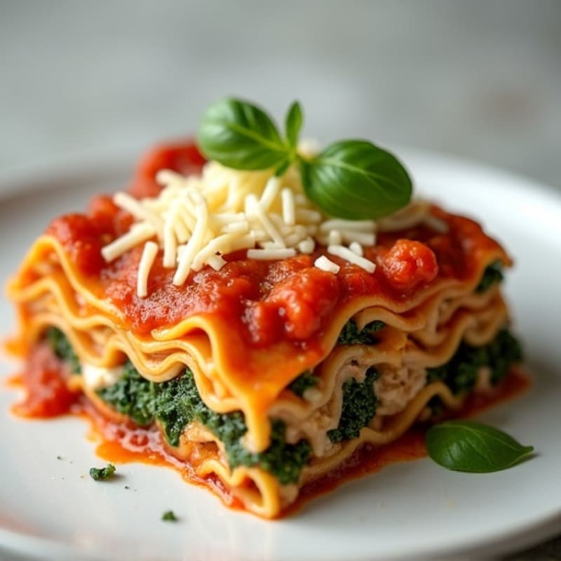 Hearty Baked Lasagna with Lean Ground Turkey and Spinach