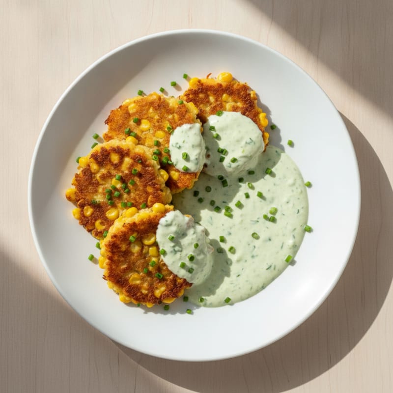 Sweet Corn Fritters with Chive Aioli