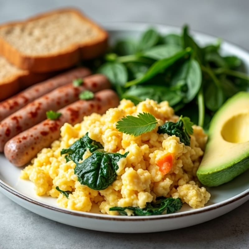 Egg White and Turkey Sausage Scramble with Spinach