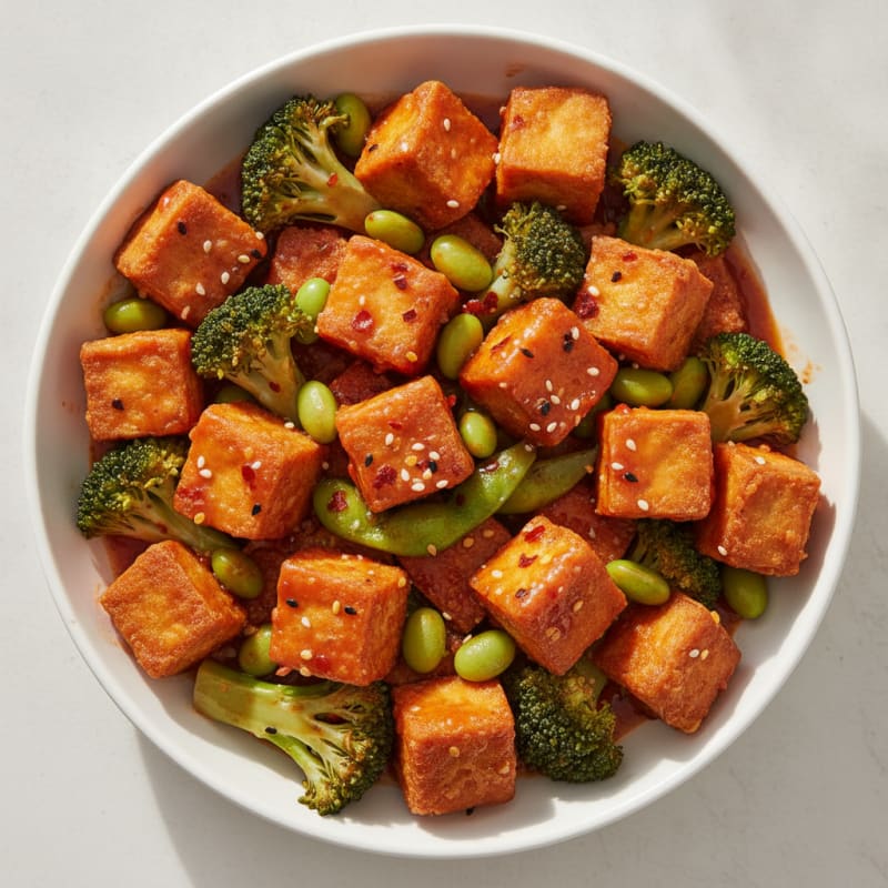 Air-Fried Tofu with Sweet Chili Glaze