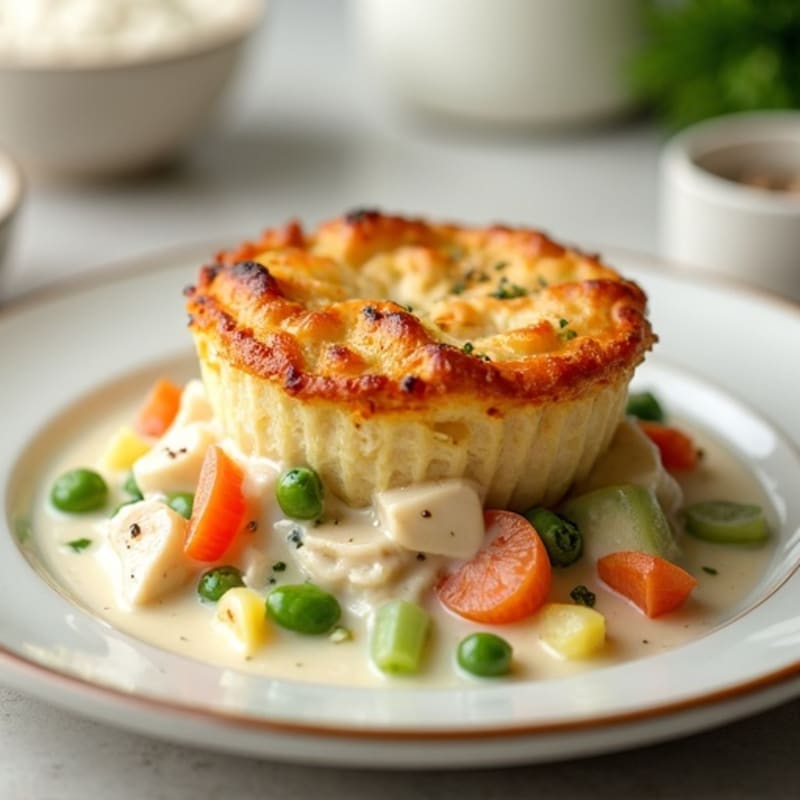 Creamy Chicken and Vegetable Pot Pie with Crispy Topping