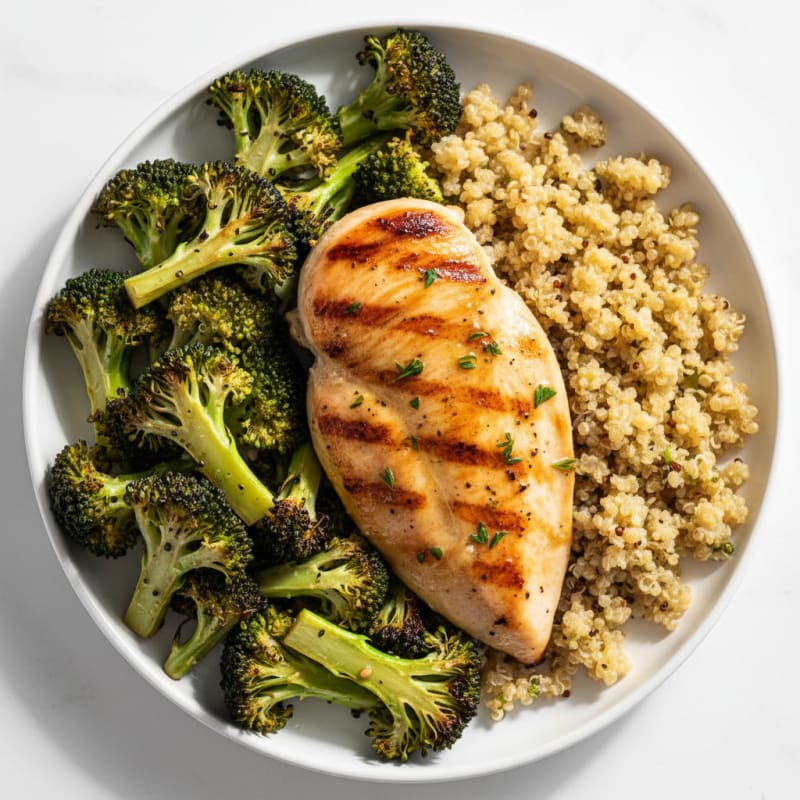 Grilled Chicken Breast with Roasted Broccoli and Quinoa