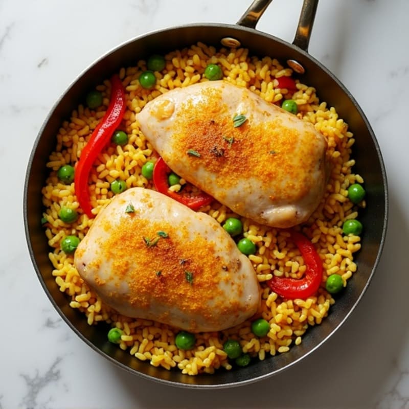 Saffron-Spiced Chicken and Yellow Rice Skillet